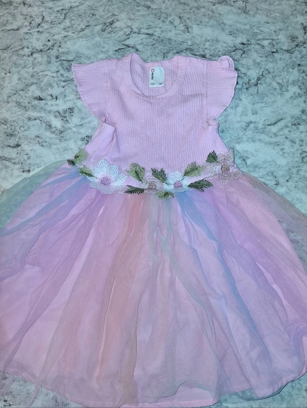 PatPat Pink Floral Tulle Party Dress